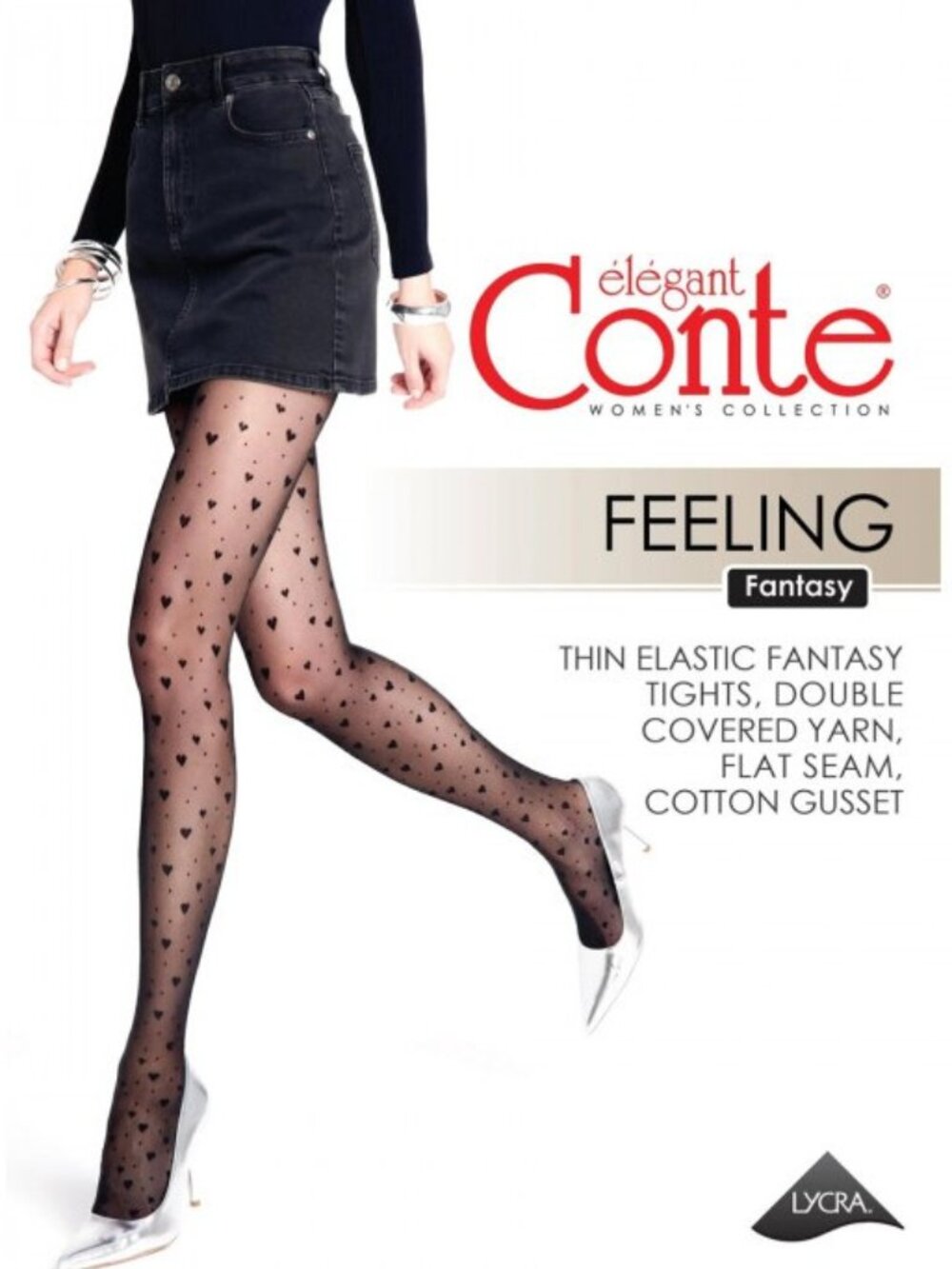 Conte Feeling 20 Den - Fantasy Women's Tights with hearts and dots